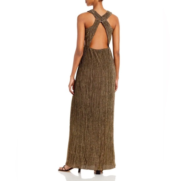 NWOT;BCBG Maxazria Pleated Metallic Evening Gown - Picture 4 of 12